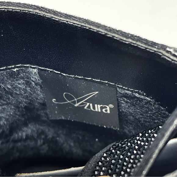 NWT Azura Livewire Patent Black Rhinestone Platform Bootie Combat Moto Size 9 - Picture 9 of 15